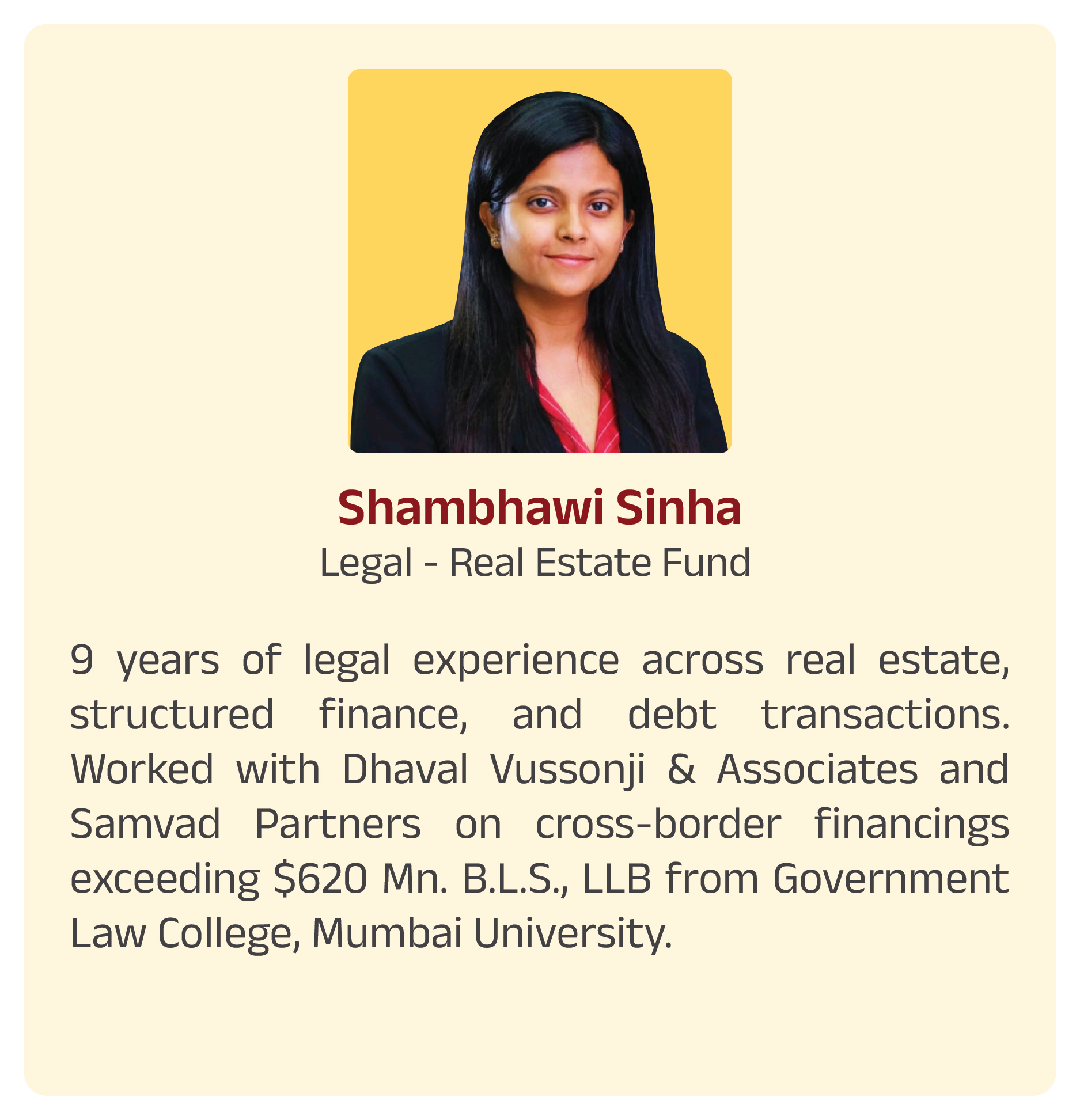 Shambhawi Sinha - Legal Real Estate Fund